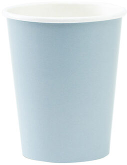 Feestbekers met hoesjes - 8x - lichtblauw - papier - 250ml