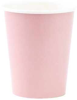 Feestbekers met hoesjes - 8x - lichtroze - papier - 250ml