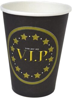 Feestbekers VIP (8st) Zwart, Goud - Brons
