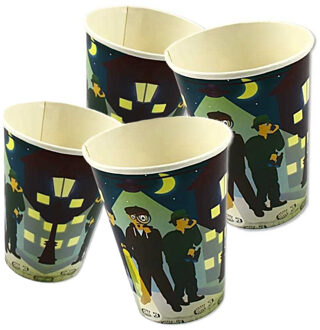 Feestbekertjes in detective thema - 16x stuks - 200 ml - Karton - Kinder verjaardag drinkbekers