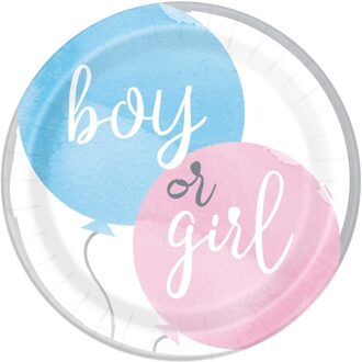 Feestborden Gender Reveal Boy Or Girl (8st) Multikleur - Print
