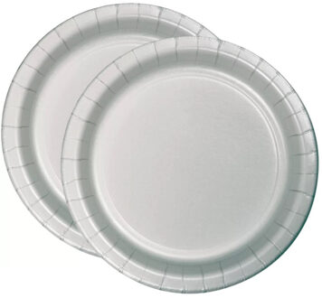 Feestbordjes/bbq bordjes karton - 72x - zilver - 23 cm