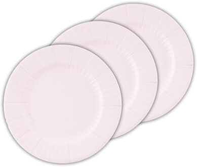 Feestbordjes/gebaksbordjes - 24x - lavendel paars - rond - papier/karton - 21cm