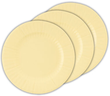 Feestbordjes/gebaksbordjes - 24x - licht geel - rond - papier/karton - 21cm