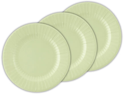 Feestbordjes/gebaksbordjes - 24x - mintgroen - rond - papier/karton - 21cm