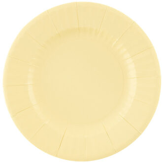Feestbordjes/gebaksbordjes - 8x - licht geel - rond - papier/karton - 21cm