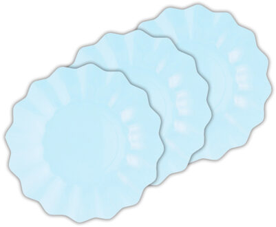 Feestbordjes/gebaksbordjes met schulprand - 40x - baby blauw - rond - karton - 21 cm
