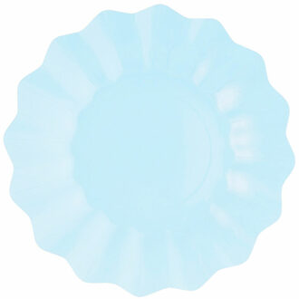 Feestbordjes/gebaksbordjes met schulprand - 8x - baby blauw - rond - karton - 21 cm