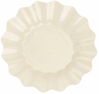 Feestbordjes/gebaksbordjes met schulprand - 8x - ivoor wit - rond - karton - 21 cm