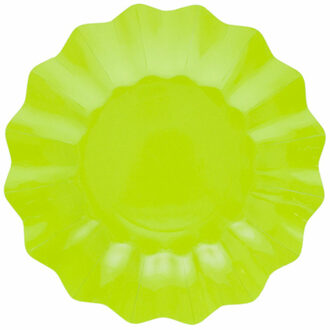Feestbordjes/gebaksbordjes met schulprand - 8x - lime groen - rond - karton - 21 cm
