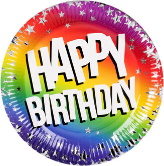 Feestbordjes Happy Birthday Rainbow Sterren (10st) Multikleur - Print