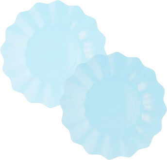 Feestbordjes met schulprand - 16x - baby blauw - rond - karton - 27cm