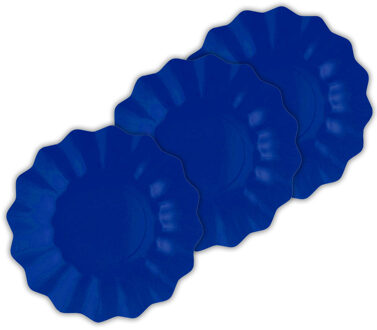 Feestbordjes met schulprand - 24x - marine blauw - rond - karton - 27cm