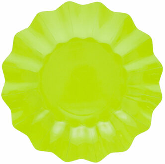 Feestbordjes met schulprand - 8x - lime groen - rond - karton - 27 cm