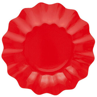Feestbordjes met schulprand - 8x - rood - rond - karton - 27cm
