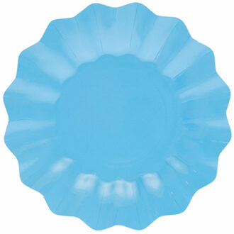 Feestbordjes met schulprand - 8x - turquoise - rond - karton - 27cm