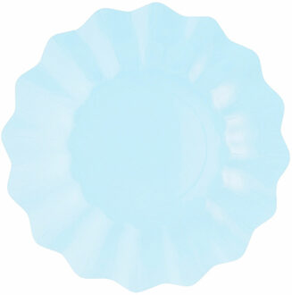 Feestbordjes - schulprand - 8x - baby blauw - rond - karton - 27cm