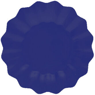 Feestbordjes - schulprand - 8x - marine blauw - rond - karton - 27cm