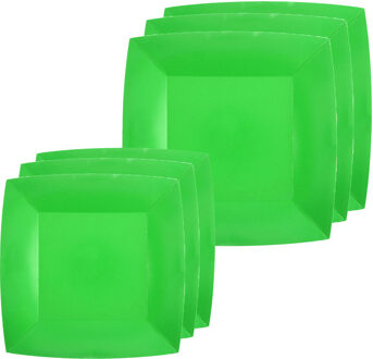 Feestbordjes set - 20x stuks - groen - 18 cm en 23 cm - Feestbordjes