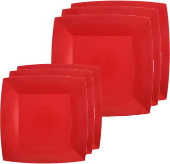 Feestbordjes set - 20x stuks - rood - 18 cm en 23 cm - Feestbordjes