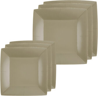 Feestbordjes set - 20x stuks - taupe - 18 cm en 23 cm - Feestbordjes