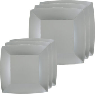 Feestbordjes set - 20x stuks - zilver - 18 cm en 23 cm - Feestbordjes Zilverkleurig