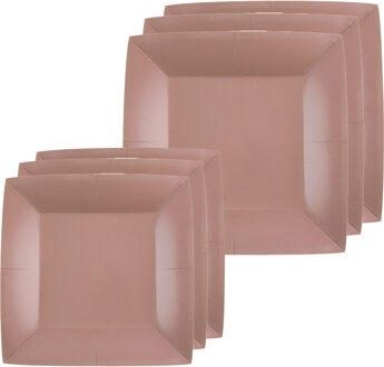 Feestbordjes set - 40x stuks - rose goud - 18 cm en 23 cm - Feestbordjes Bruin