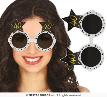 Feestbril 40 Jaar Zwart & Goud Multikleur - Print