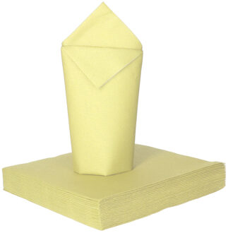 Feestelijke servetten - 16x - lichtgeel - 3 laags - 33x33cm