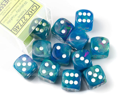 Feestelijke Waterlelie/wit D6 16mm Dobbelsteen Set (12 stuks) Multikleur