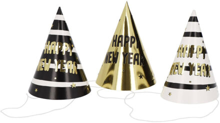 Feesthoedjes BlackGold HNY 10 cm (6st) Multikleur - Print