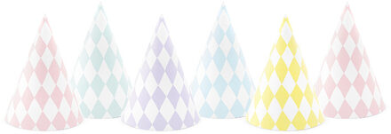 Feesthoedjes pasteltinten (6 stuks) -  Yummy - Partydeco