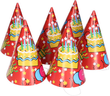 Feesthoedjes van papier - 12x stuks - Verjaardagshoedjes - Kinderfeestje - punthoedjes