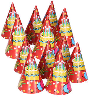 Feesthoedjes van papier - 90x stuks - Verjaardagshoedjes - Kinderfeestje - punthoedjes