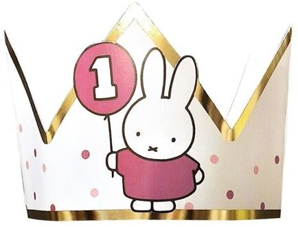 Feestkroontje Nijntje 1 Jaar Karton Wit/goud/roze Multikleur