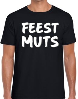 Feestmuts tekst t-shirt zwart heren S
