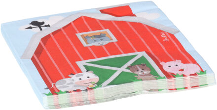 Feestservetten - 16x - boerderij dieren - kinderfeest - themafeest - 3 laags - 33 x 33 cm