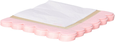 Feestservetten - geboorte - 16x - baby shower - roze - 3 laags - 33 x 33 cm