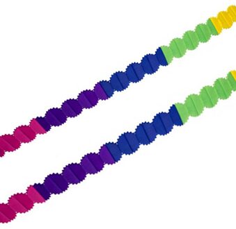 feestslinger - 2x - gekleurd - 6 meter - crepe papier - verjaardag party - slinger