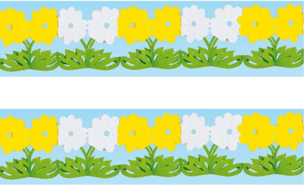 Feestslinger Lente bloemen - 2x - 300 cm - bloemen slinger - papier - brandvertragend