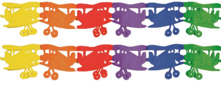 Feestslinger met vliegtuigjes thema - 2x - 300 cm - papier - Feestartikelen/versiering vliegtuigen