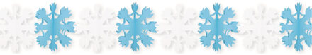 Feestslinger Sneeuw pop en sneeuwvlokken thema - papier - 400 cm - brandvertragend - Apres Ski