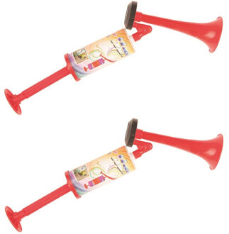 Feesttoeter met pomp bediening - 3x stuks - toeters - geluid maken - feestartikelen supporters Multi