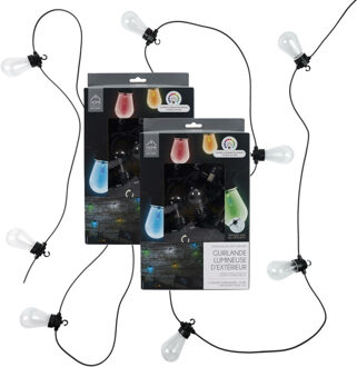 feestverlichting lichtsnoer - 2x - 10 LED lampen - gekleurd - 450 cm