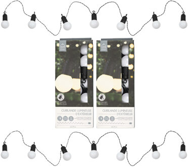Feestverlichting lichtsnoer - 2x - 20 LED lampen - warm wit - 1070 cm - buiten