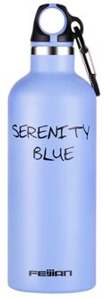 Feijian Bidon Met Haak, 500Ml, Draagbare Fles, Roestvrij Staal Water Flessen, Mokken, vacuüm Thermosfles, 6 Kleuren blauw
