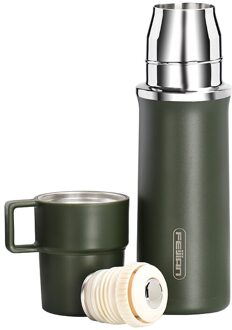 Feijian Water Thermosfles, Handvat Deksel Water Fles, Thermo Flessen Voor Thee En Koffie, thermoskan Mok Rvs leger groen