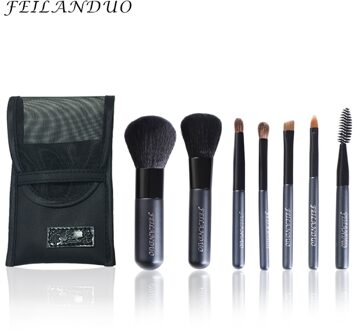 FEILANDUO Professionele Make-Up Borstel Set 7 pcs Wol Fiber Makeup Tools Met Wassen Zeep Make Up Borstels