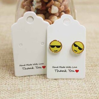 Feiluan Diy Thank you earring label tag card.Vintage kraft/white Handmade earring packing &display tag card 3*3cm 100pcs per lot 100cardaspic2