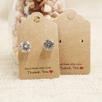 Feiluan Diy Thank you earring label tag card.Vintage kraft/white Handmade earring packing &display tag card 3*3cm 100pcs per lot 100cardaspic3